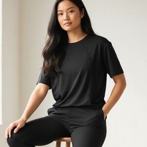Athleta Ribbed panel tee
